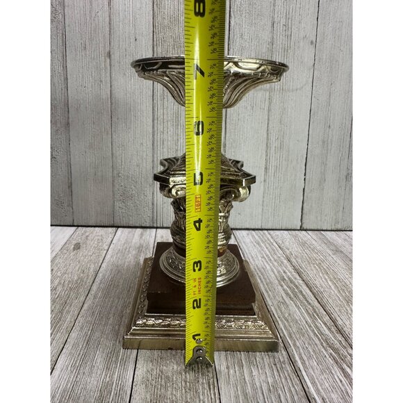 Vintage Dilly Mfg Co. Ornate Pillar Candle Holder Metal Home Decor 7" Tall - Picture 5 of 8